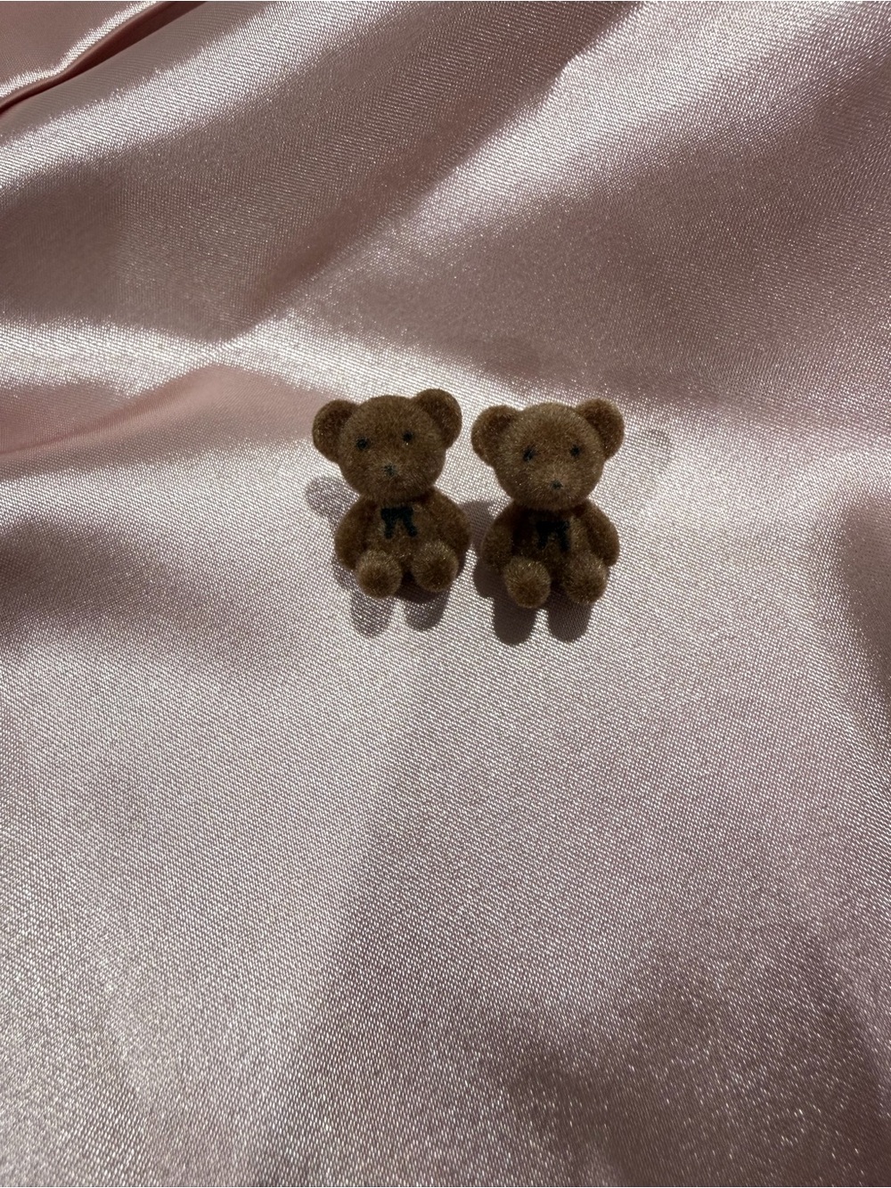 Plush Brown Teddy Bear Stud Earrings for Kids
